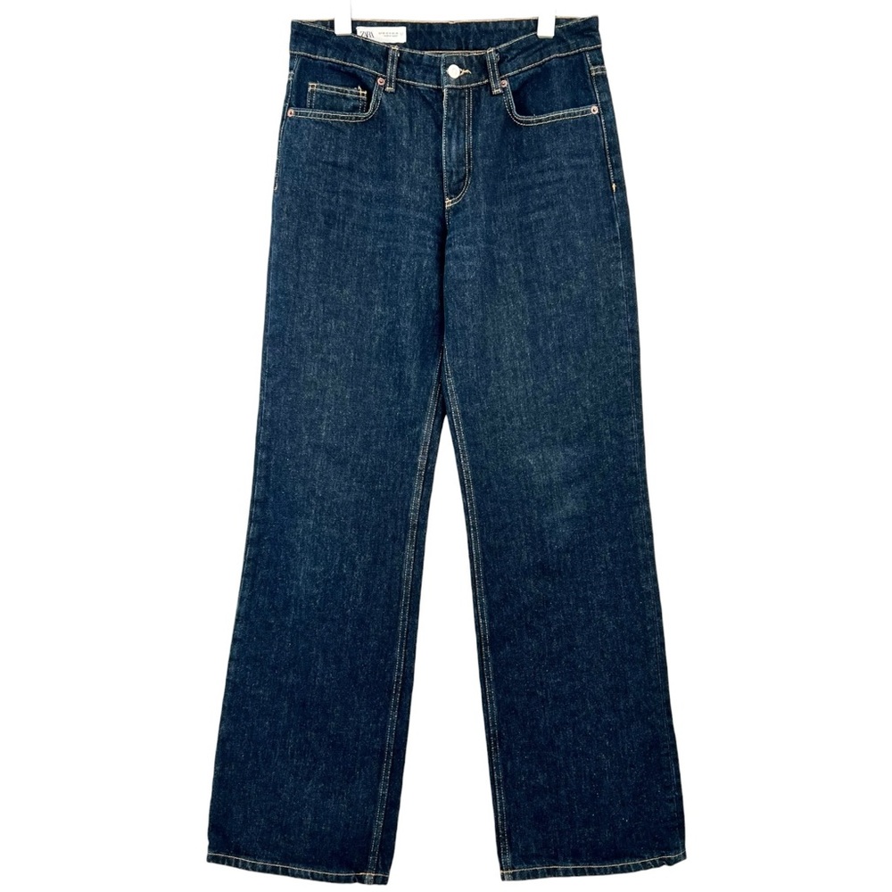 Zara Dark Wash Blue Wide Leg Relaxed Fit Jeans sz 6
